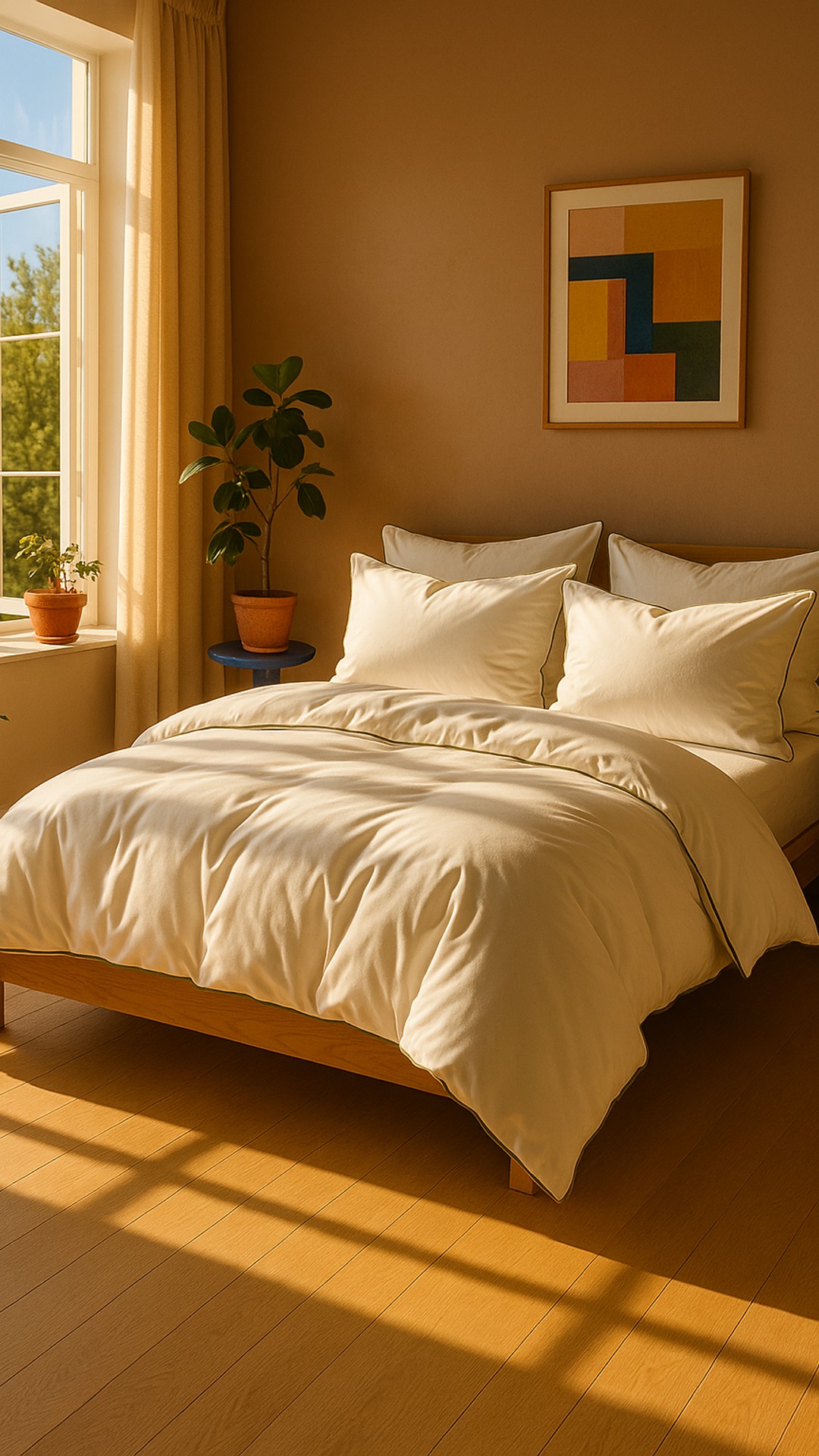 Awaken to the gentle touches of spring with our exquisite, sun-kissed bedding ensemble.