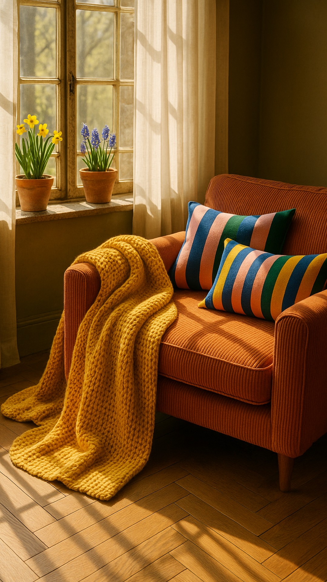 Embrace the softness of spring mornings with a vibrant, cosy throw that brightens your space.