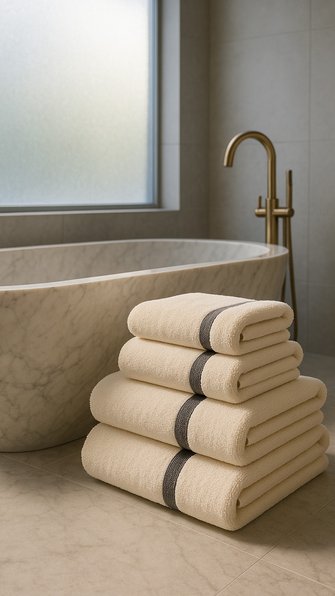Step into the serene ambience of a luxurious bath retreat. Indulge in the plush elegance of new season towels.