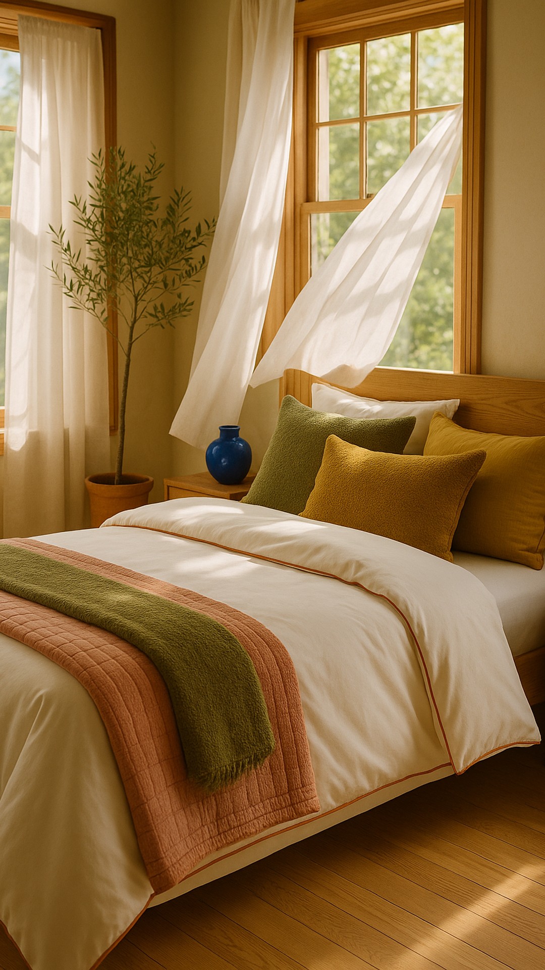 Embrace the gentle breeze and fresh blooms of spring with our luxurious bedding ensemble. Let earthy tones and soft cotton lull you into comfort and serenity.