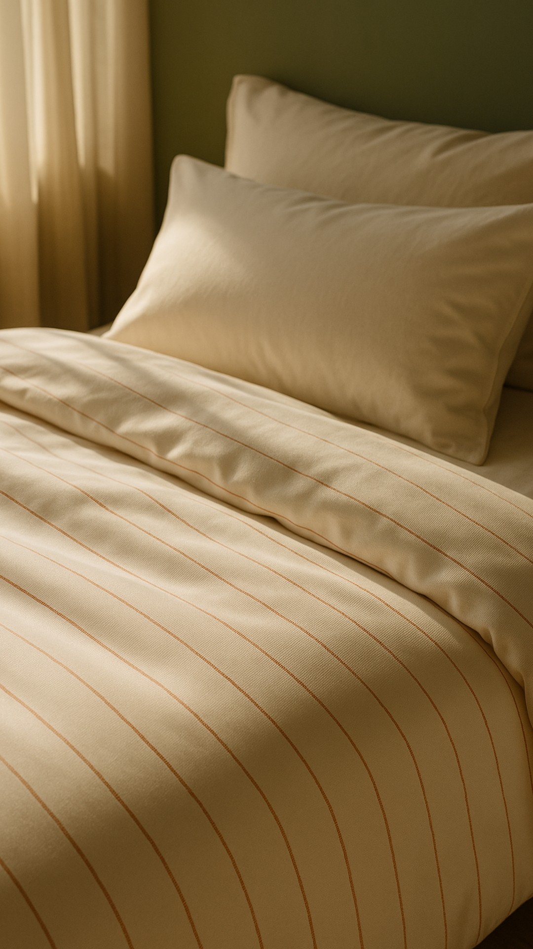 Experience the warmth and elegance of our textured pinstripe bedding, promising a touch of luxury every morning.